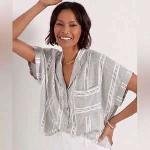 Evereve Womens Ally Multi Stripe Camp Shirt